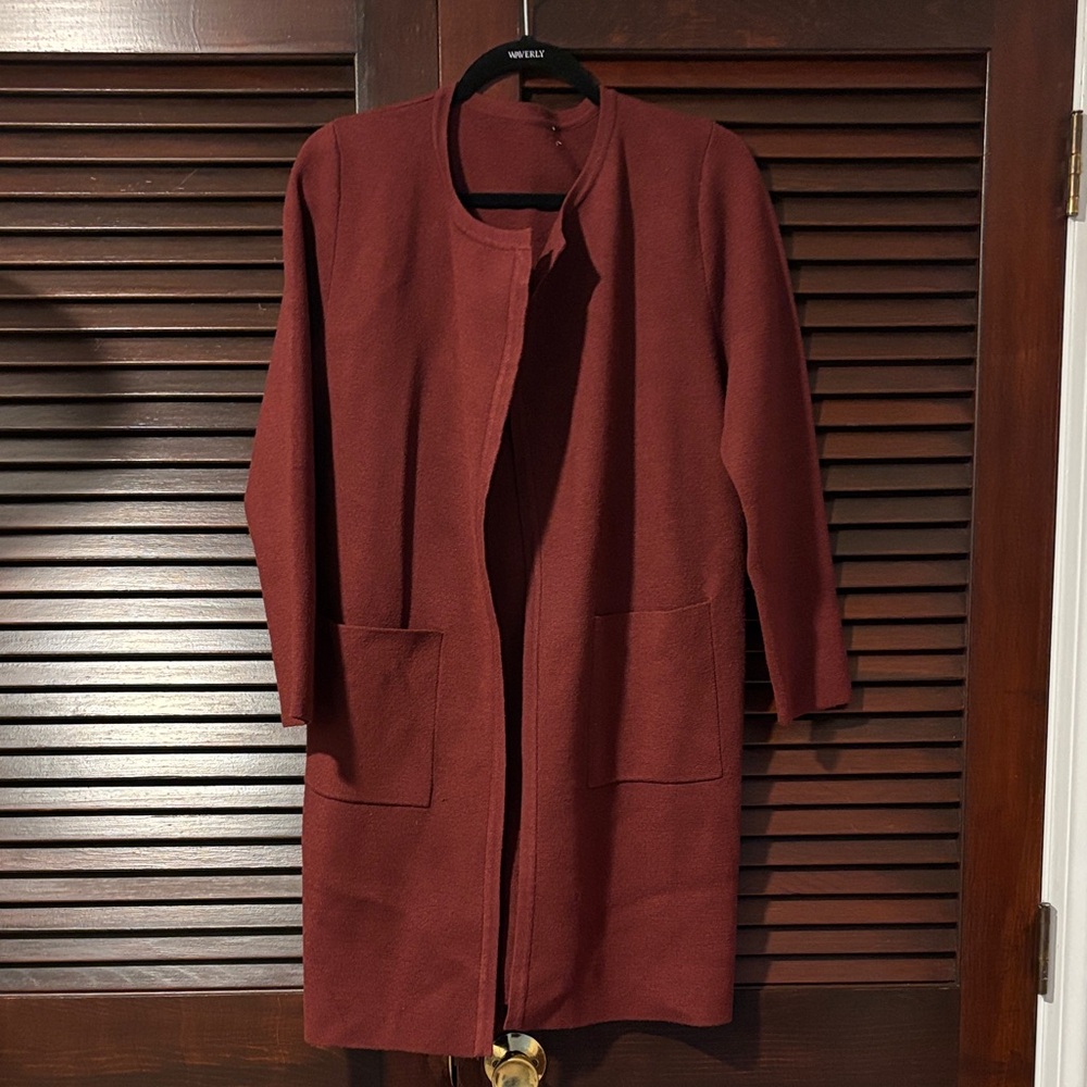 Burgundy Open Front Coat